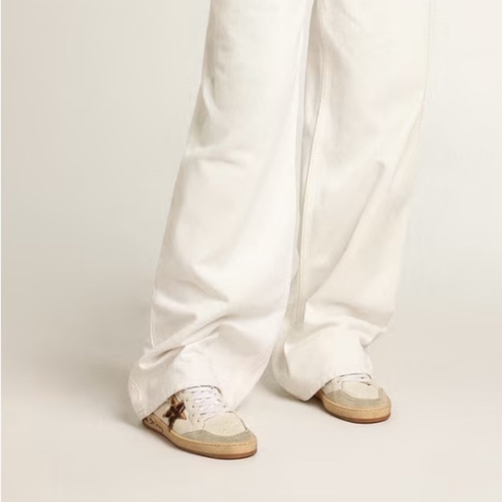 Golden Goose Ball Star with leopard print pony skin star and black heel tab